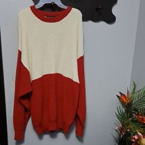 Pagliano Red and Cream Colorblock Acrylic Sweater XXL